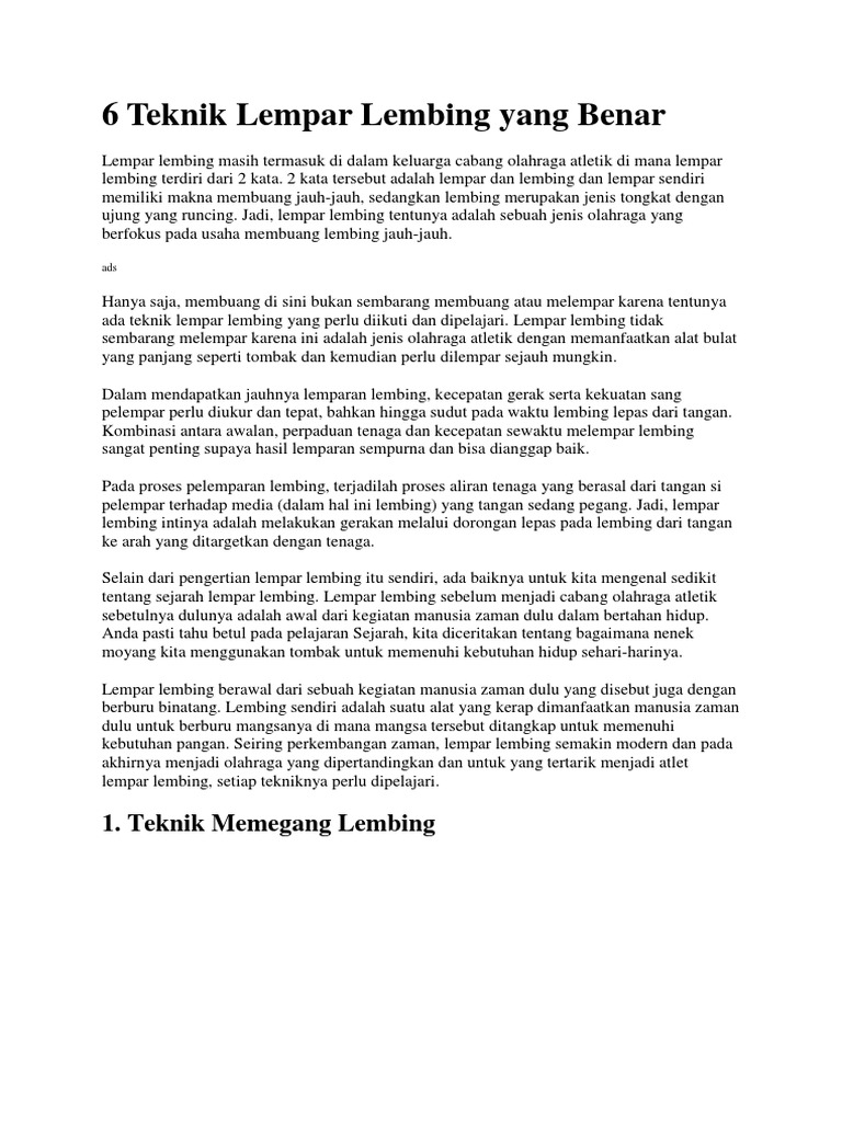 6 Teknik Lempar Lembing Yang Benar