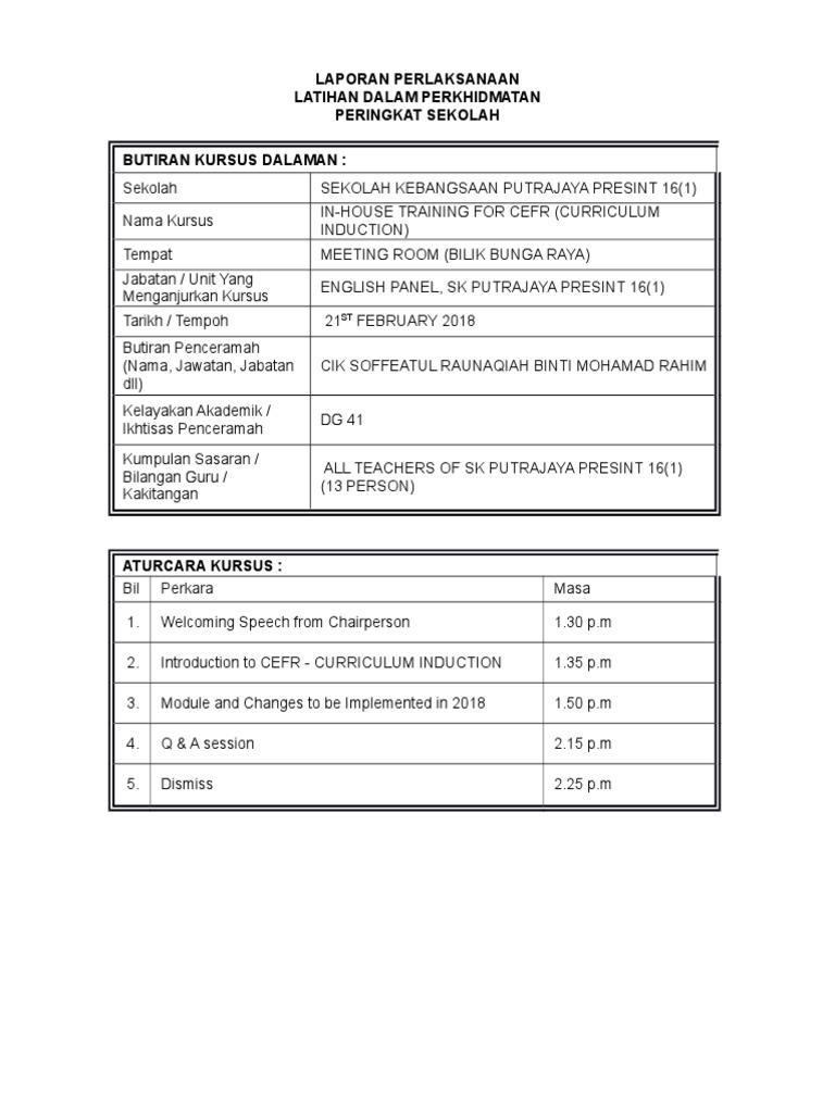 CEFR Curriculum Induction Training Report | PDF | Psycholinguistics ...