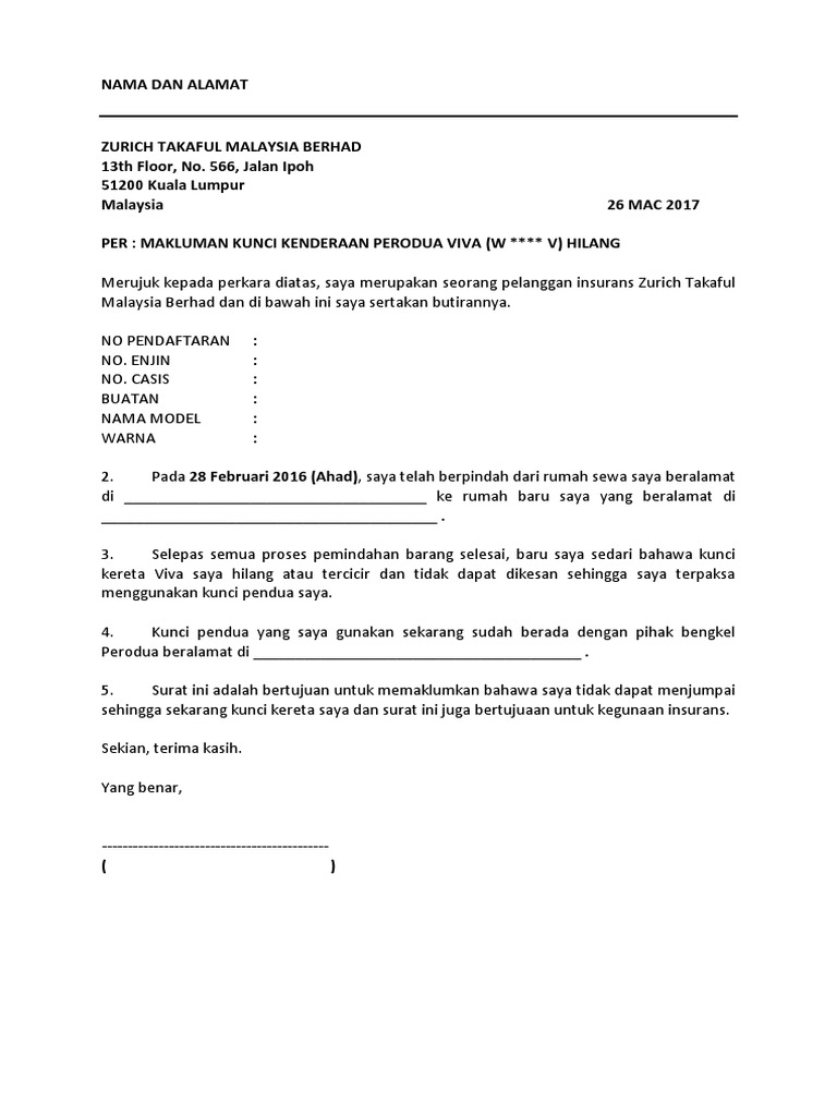 Draf Surat Kiriman Rasmi