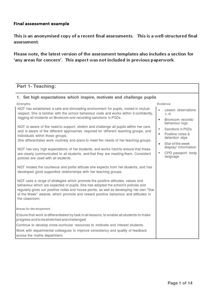 4g NQT Final Assessment Good Example PDF Educational Assessment Tutor