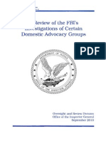 092010 FBI IG Review of Domestic Surveillance