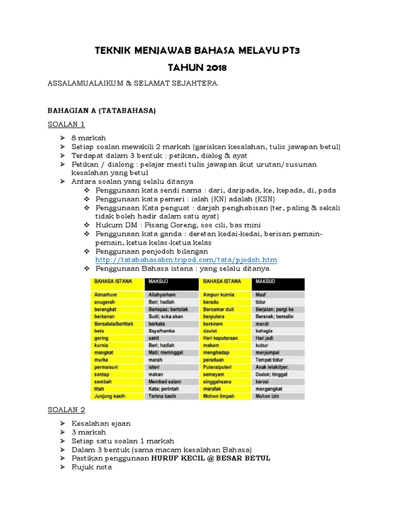 Teknik Menjawab Bahasa Melayu Pt3 Pdf