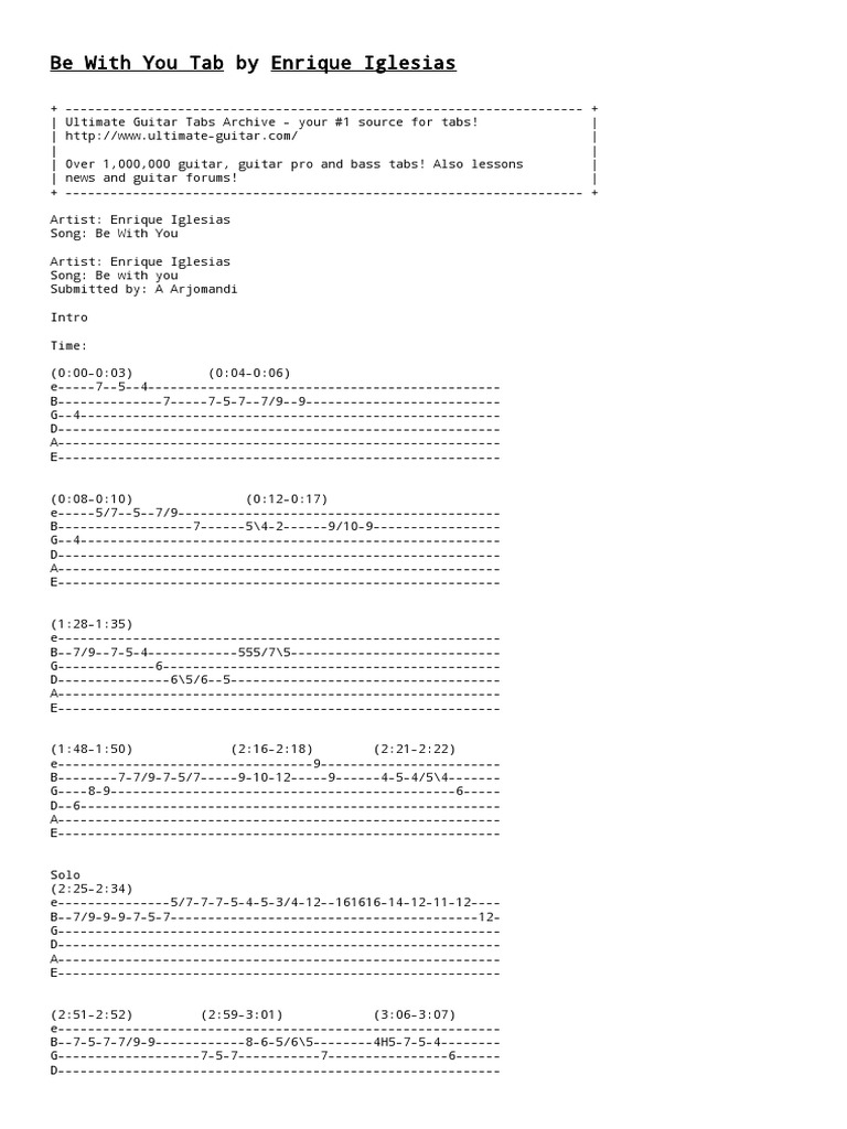 Be with you tab by enrique iglesias pdf guitars music industry