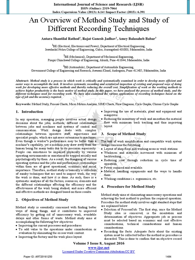 An Overview of Method Study and Study of Different Recording Techniques