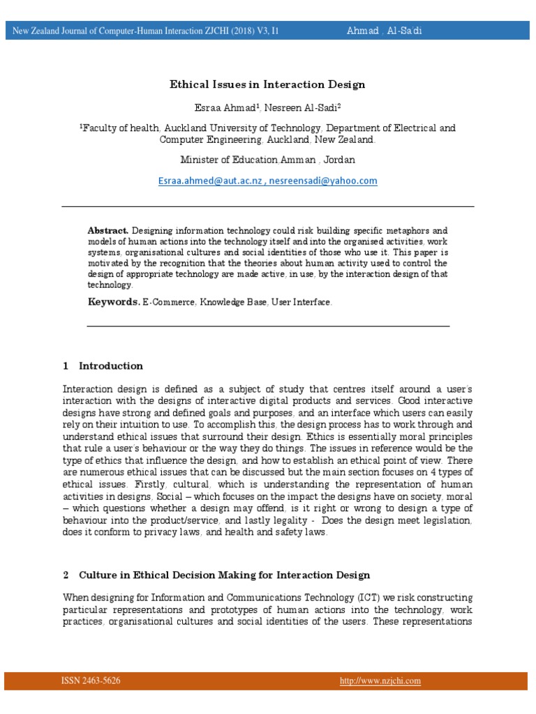 Ethical Issues in Interaction Design | PDF | Human–Computer Interaction ...