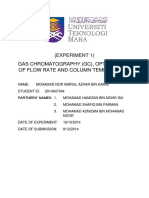 (Experiment 1) Gas Chromatography (GC), Optimization of Flow Rate and Column Temperature