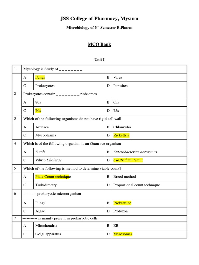 Microbiology Mcq Growth Medium Sterilization (Microbiology)