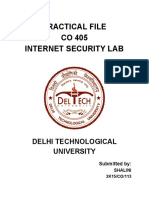 Practical File CO 405 Internet Security Lab: Delhi Technological University