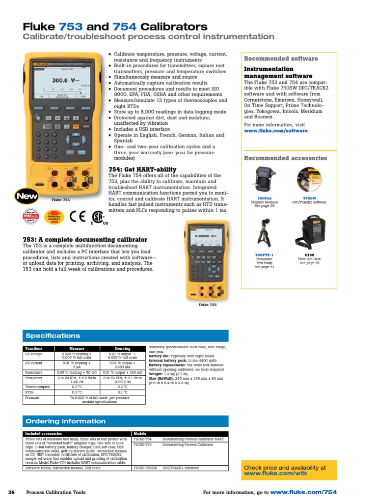 Fluke 754 PDF Instrumentation Calibration