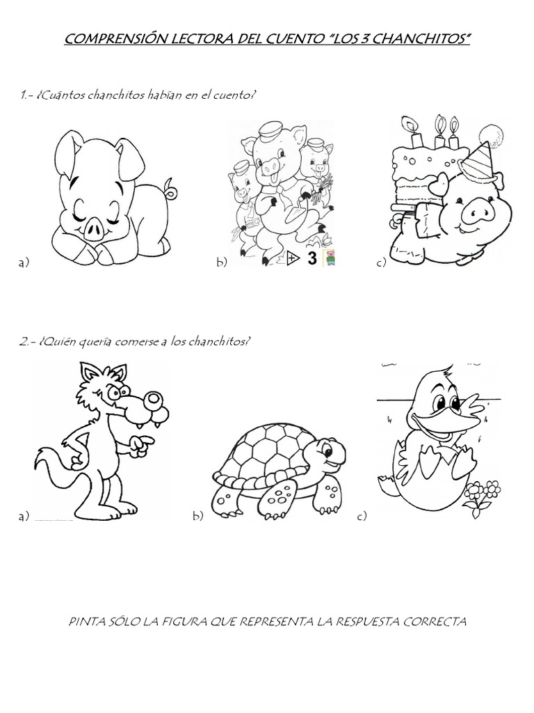 Imagenes Del Cuento Los 3 Chanchitos Para Colorear