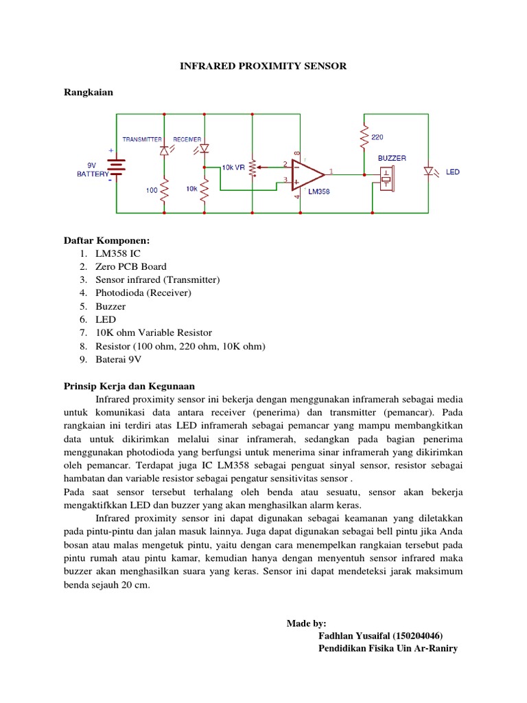 Infrared Proximity Sensor Circuit Diagram