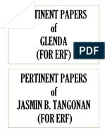 Pertinent Papers of Glenda (For Erf) Pertinent Papers of Jasmin B. Tangonan (For Erf)