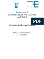Assignment 2 Electrical Circuits and Machines AME 3620: Grounding in Electrical Systems