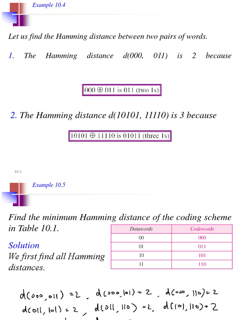 Hamming Distance Calculation Examples | PDF | Teaching Methods & Materials