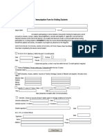 Immunization Form For Visiting Students