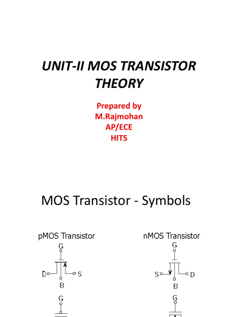 UnitII Mos Transistor Theory PDF Mosfet Field Effect Transistor