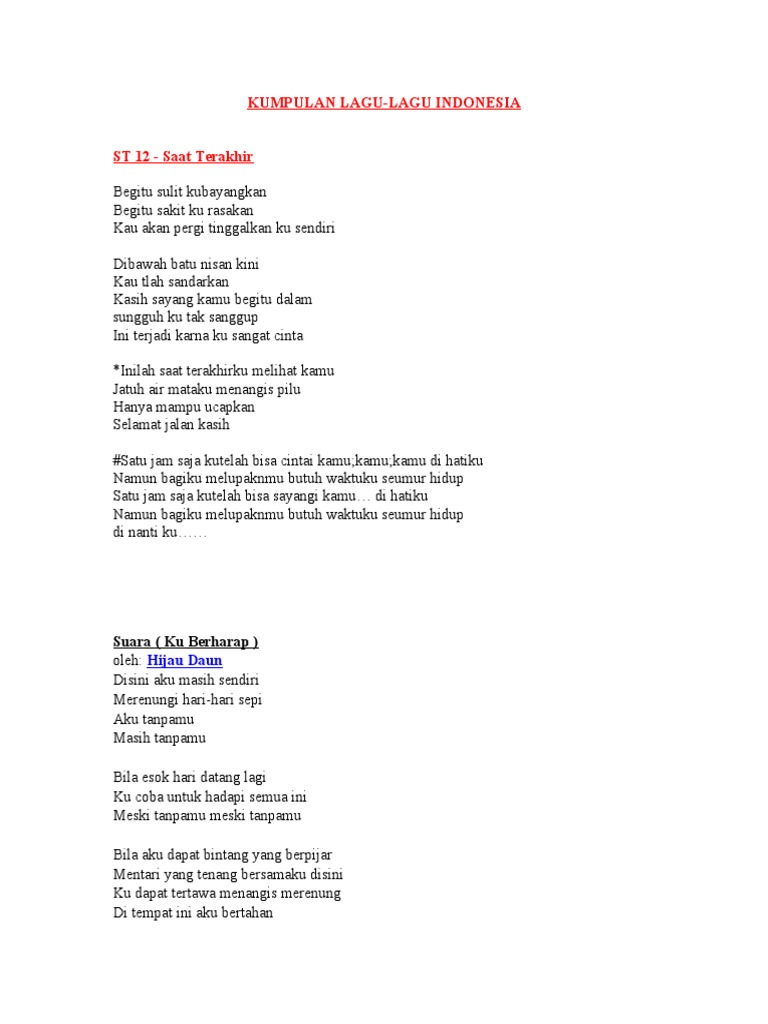 Lirik Lagu Indonesia Pdf