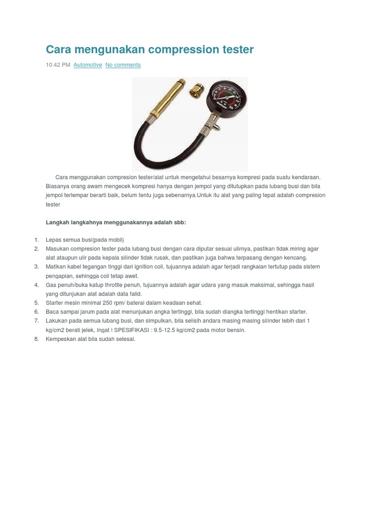 Cara Mengunakan Compression Tester Pdf