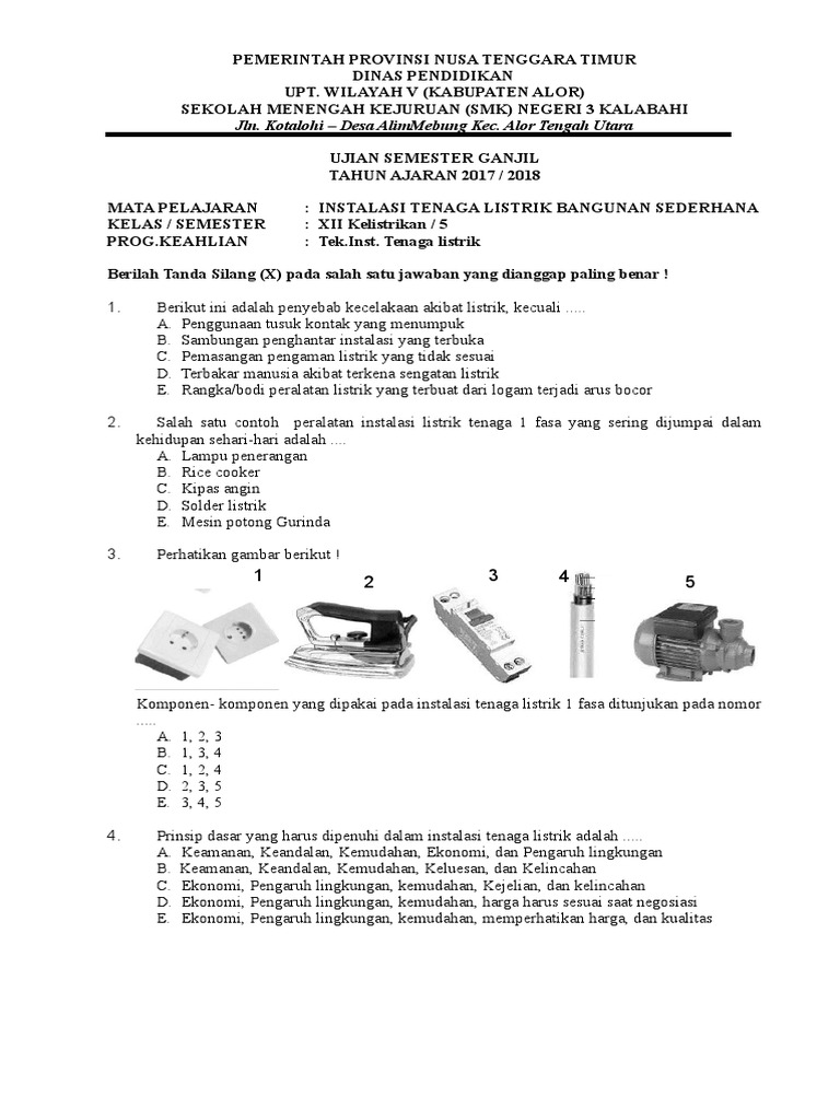 Contoh Soal Dan Jawaban Instalasi Listrik Contoh Soal