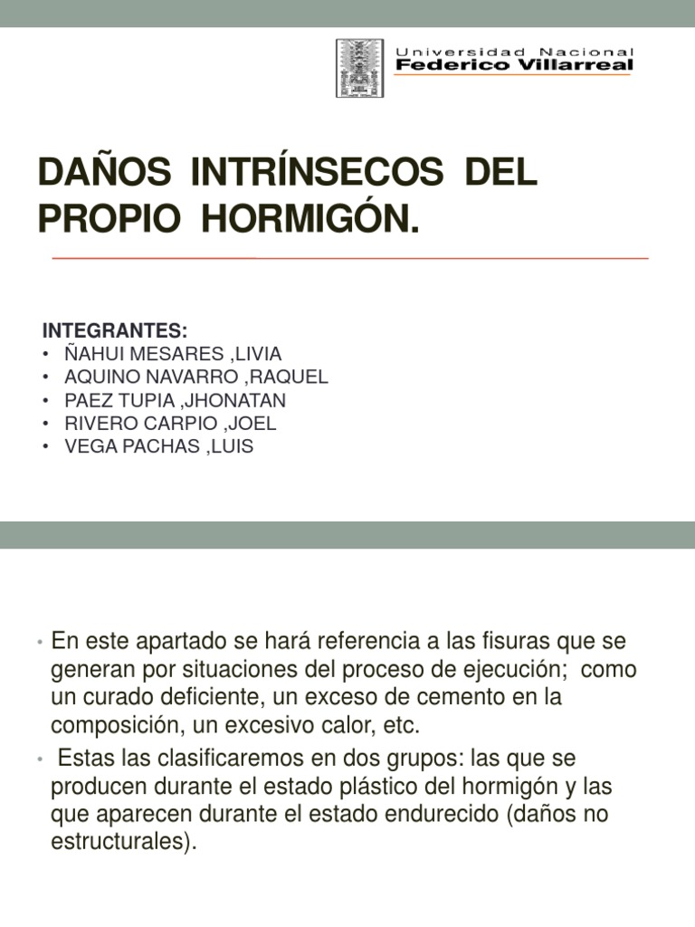 Daños Intrinsecos Del Propio Hormigon | PDF | Fundación (Ingeniería ...