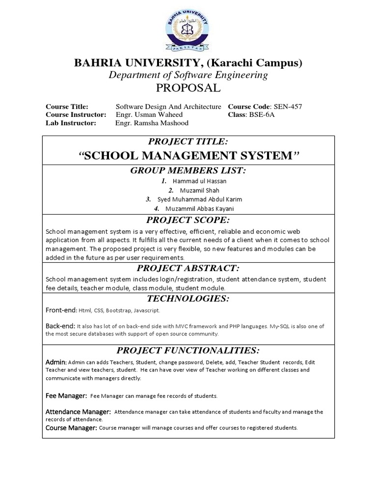 School Management System Proposal | PDF