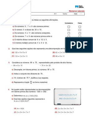 Emat6 Ca U1 t1 | PDF | Número primo | Ensino de Matemática
