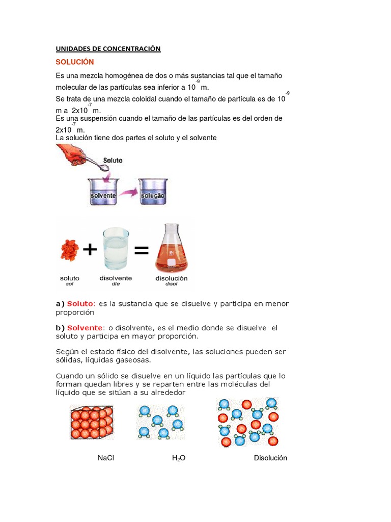 quimica unidades de concentracion Concentración