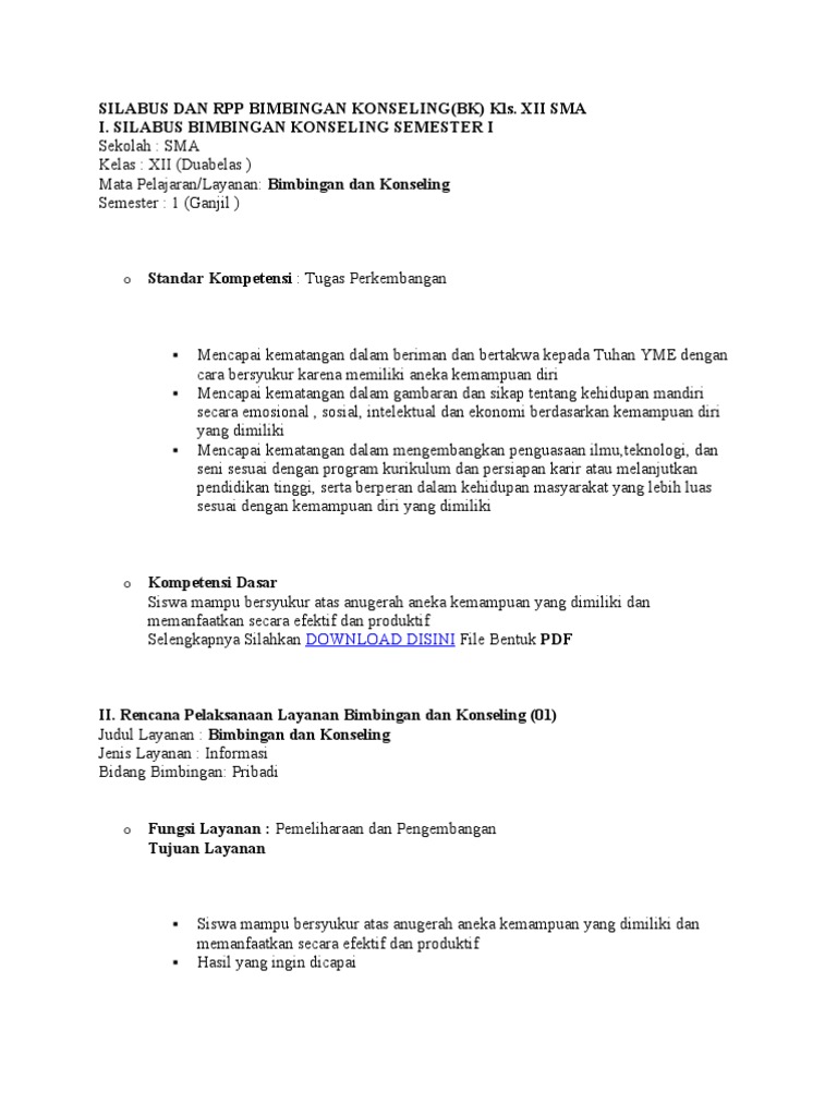 Struktur Organisasi Pelayanan Bk Bimbingan Dan Konseling Program Bk Sma Pdf Kurikulum 2013