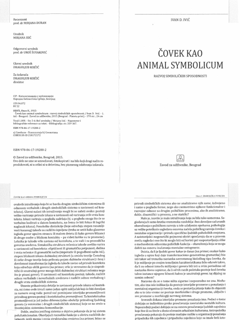 Ivic Covek Kao Animal Symbolicum PDF