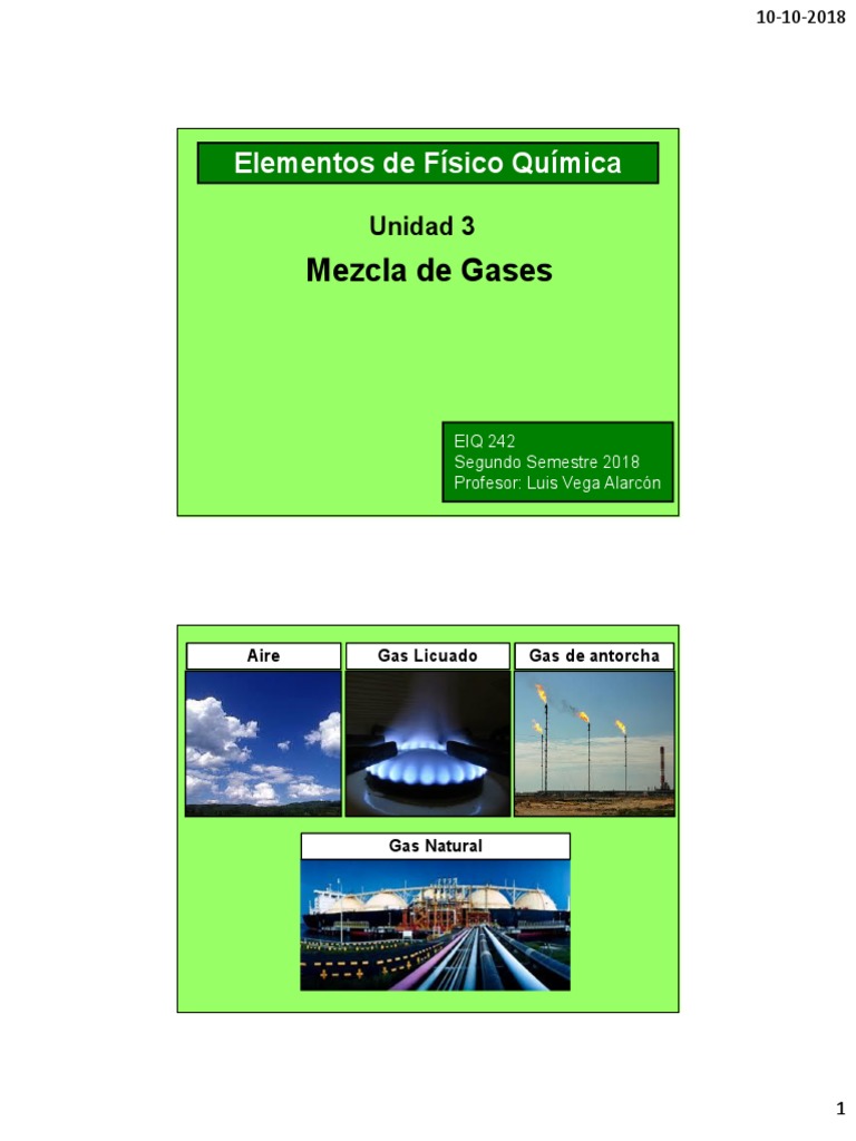 EIQ 242 20182 6 Mezcla de Gases | PDF | Gases | Estadísticas aplicadas