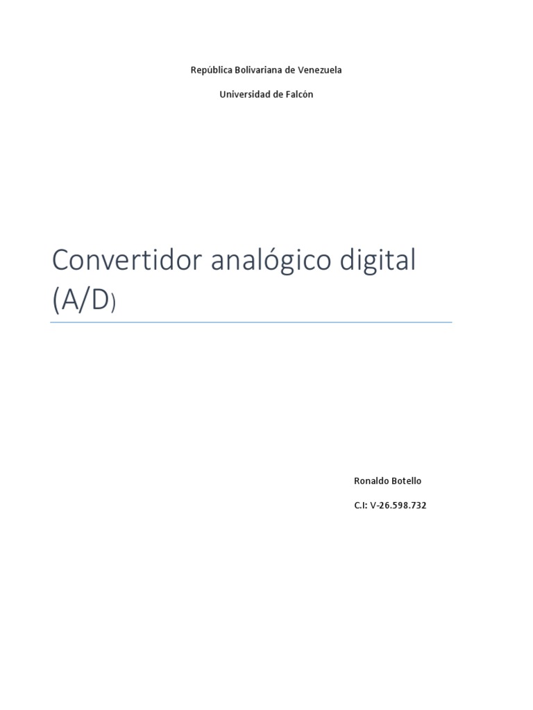 Convertidor Analogico Digital Pdf Conversor Analógico A Digital