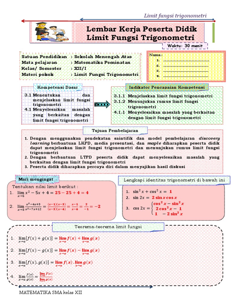 Lkpd Limit Fungsi Trigonometri