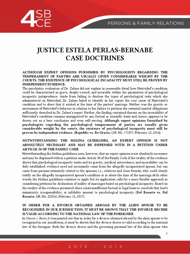Case Doctrines on Psychological Incapacity | PDF | Foreclosure ...
