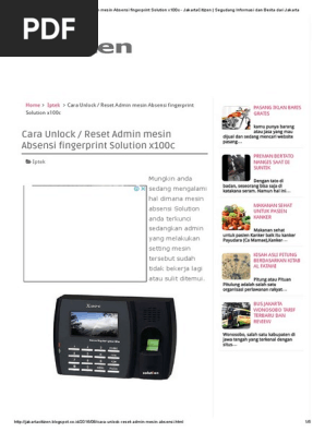 Cara Setting Mesin Absensi Fingerprint Solution - Seputar Mesin