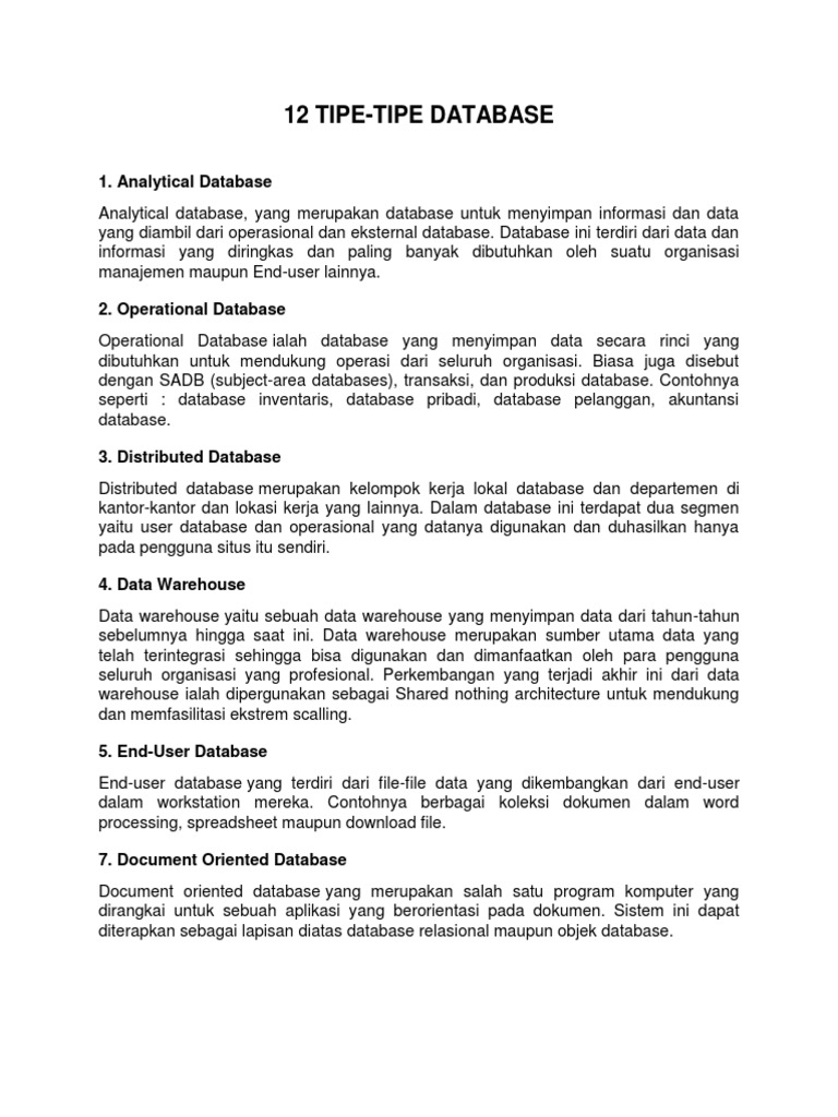 12 Tipe Database dan Tujuannya | PDF