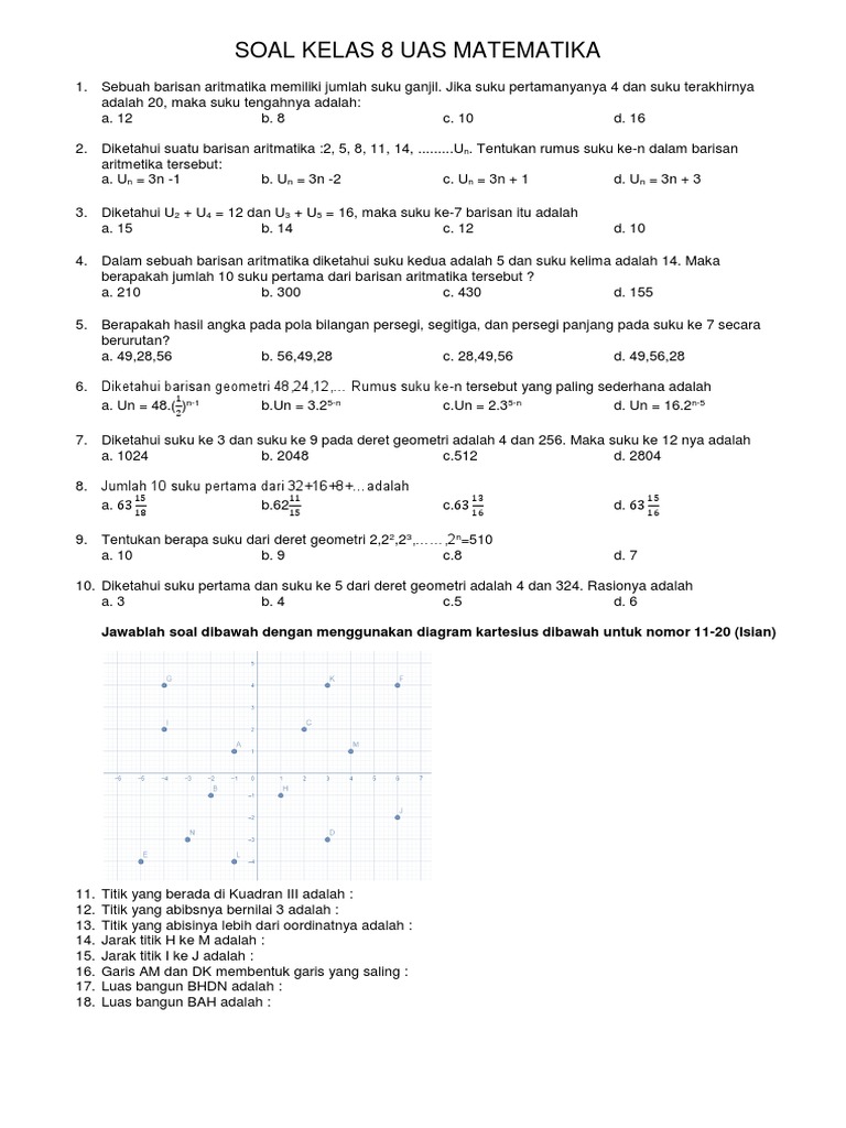 Soal Kelas 8 Uas Matematika