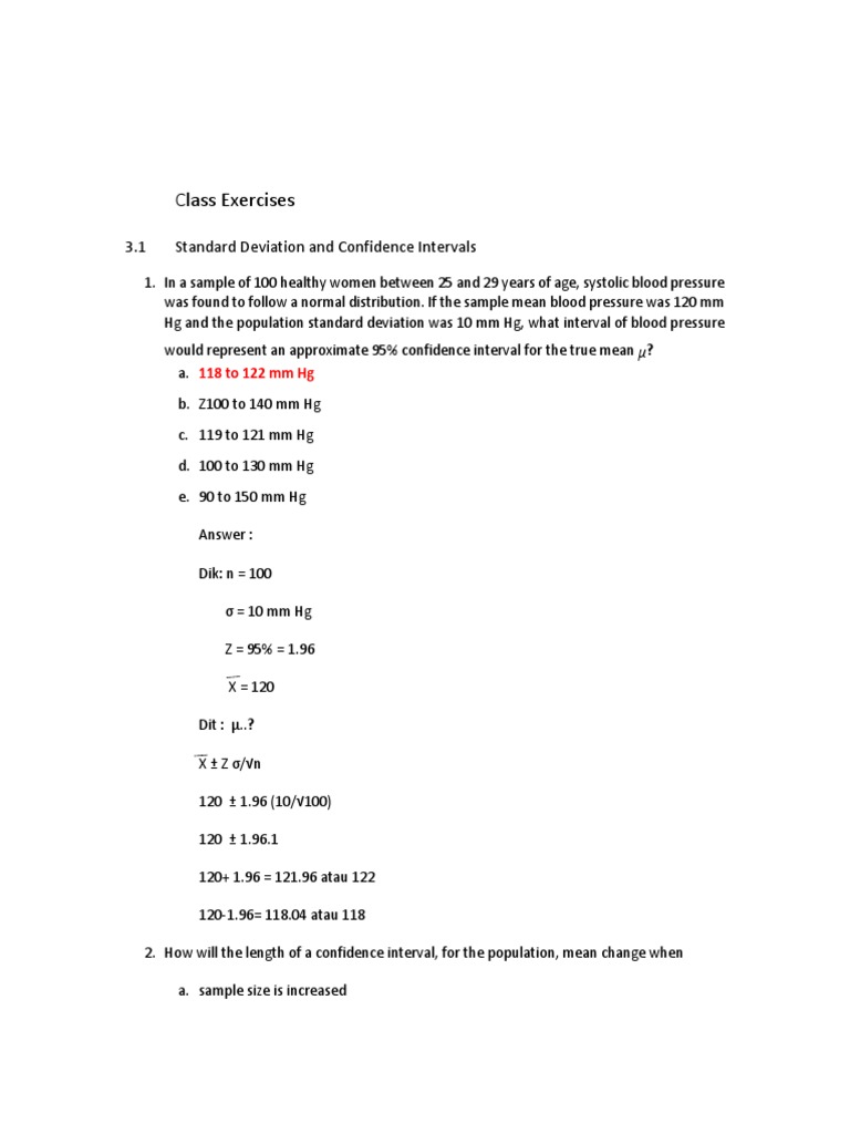 Standard Deviation & Confidence Intervals | PDF | Teaching Methods ...