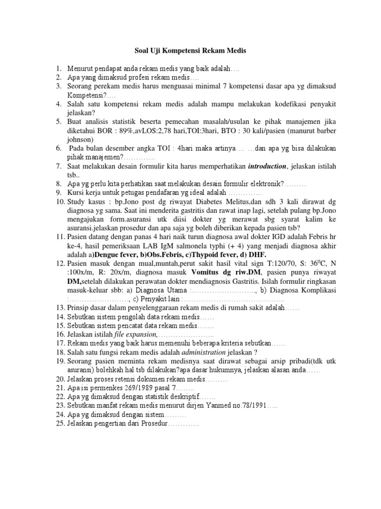 108 Contoh Soal Try Out Ukom Rekam Medis Terupdate Dikdasmen