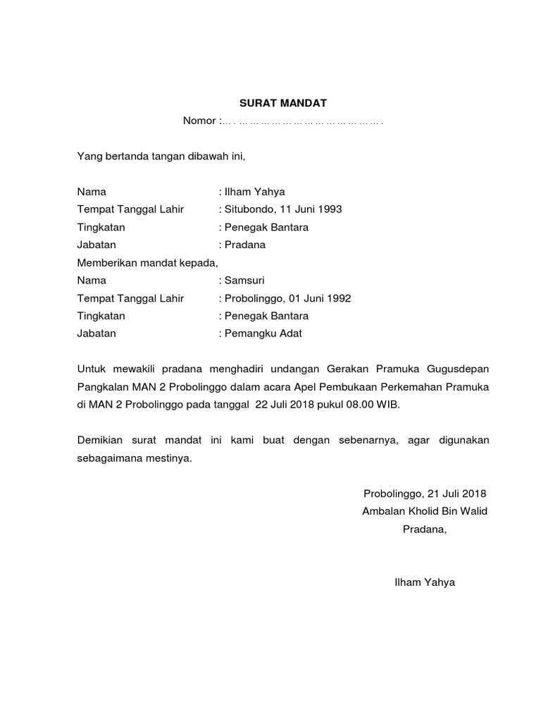 Surat Mandat