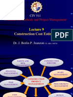 Lecture 9- Construction Cost Estimates