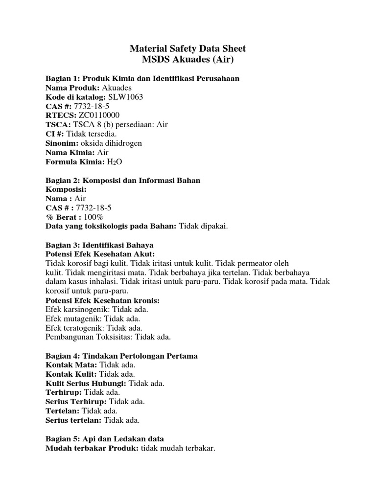 Msds Air | PDF
