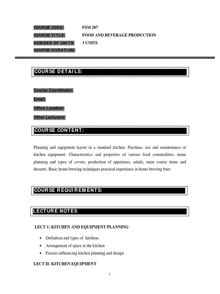 Food and Beverage Production PDF Hors D'oeuvre Foods