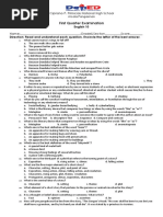 First Quarter Examination English