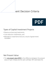 MGT214 - Chapter 11 Investment Decision Criteria
