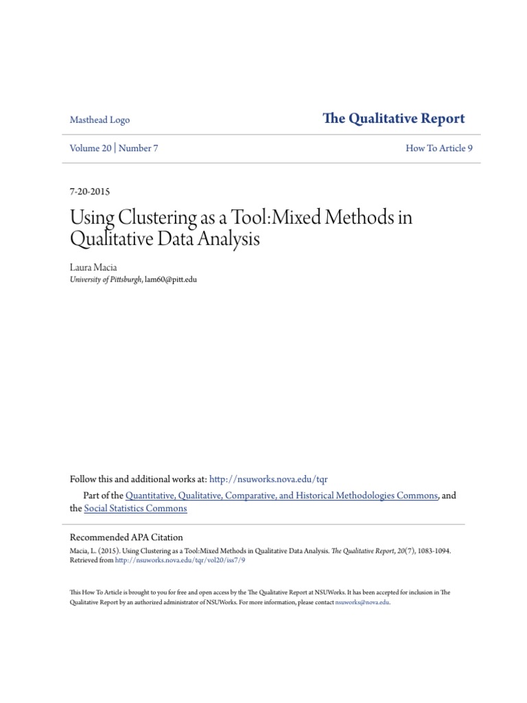 Using Clustering As A Tool:Mixed Methods in Qualitative Data Analysis ...