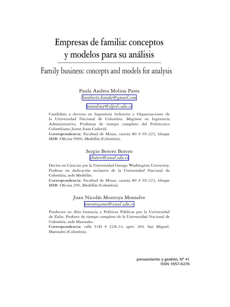 Modelos y conceptos de empresas familiares | PDF | Familia | Teoría