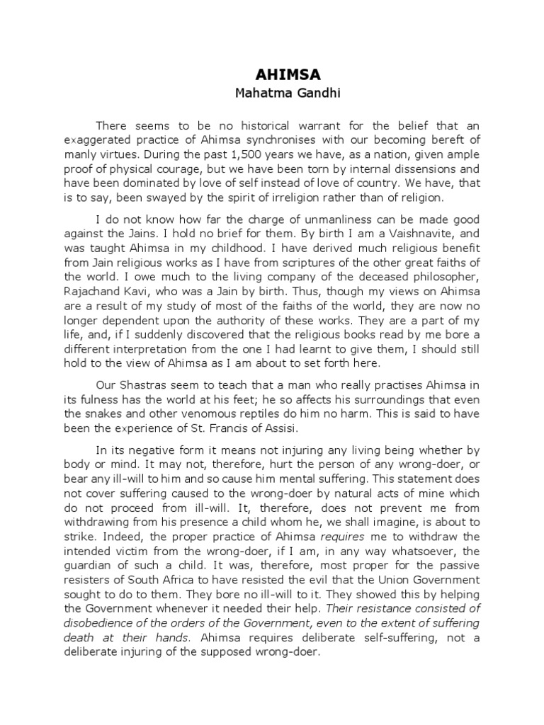 Gandhi's Perspective on Ahimsa | PDF | Ahimsa | Courage