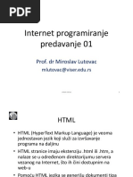 Internet Programiranje Predavanje 01: Prof. DR Miroslav Lutovac