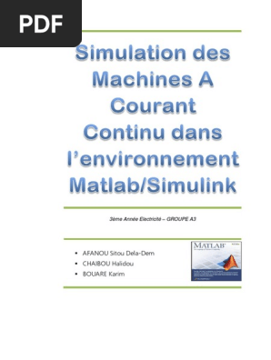 Tp Matlab Machine A Courant Continu Par Armel Sitou Afanou Simulation Electricite