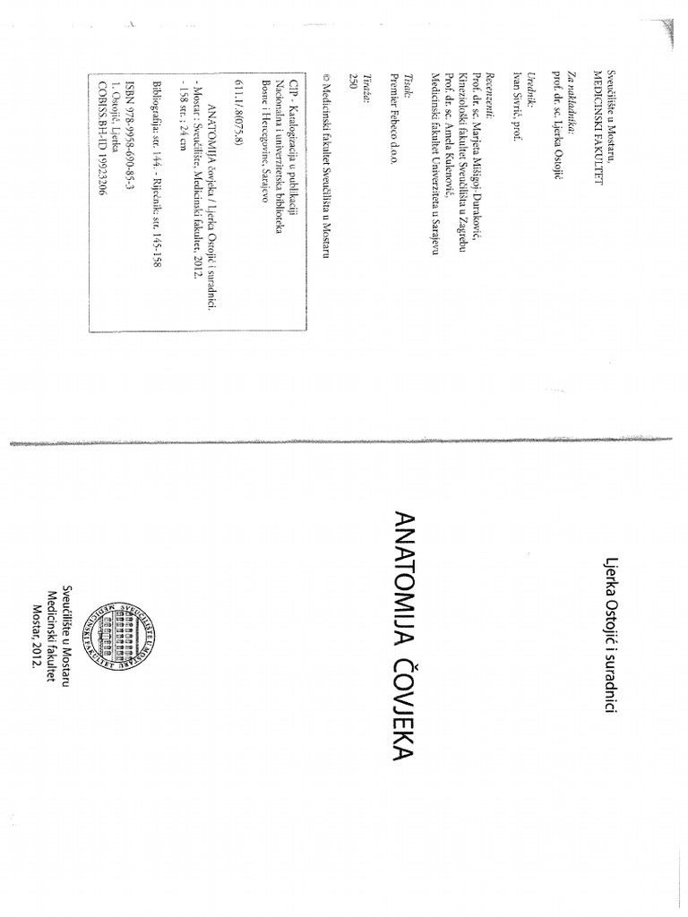 Anatomija-Covjeka-sveuciliste Mostar PDF | PDF